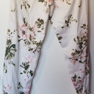 Shimera White silk floral pants